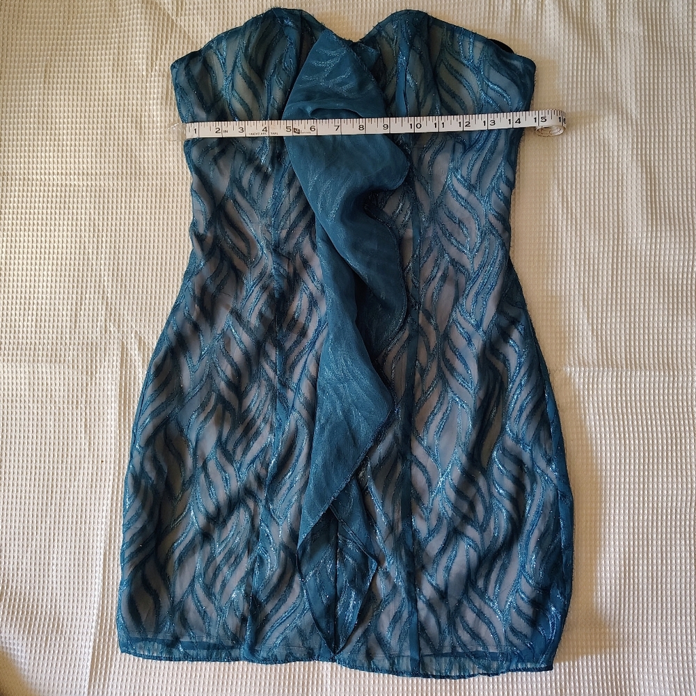 BEBe Chic Teal Strapless Dress